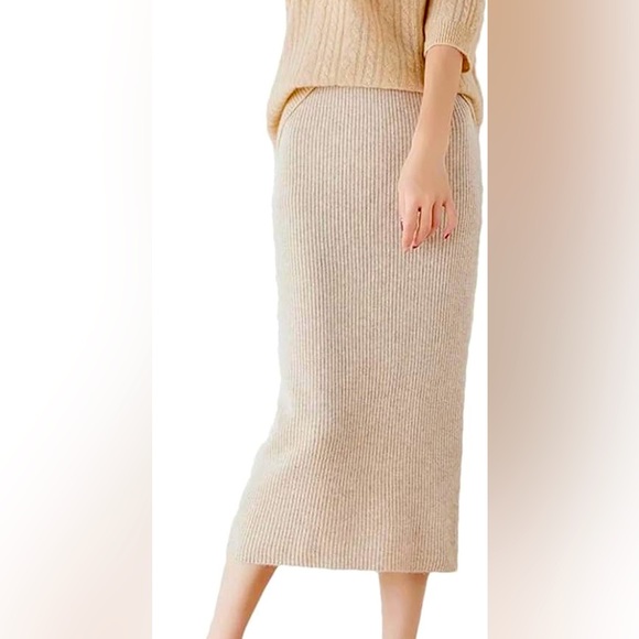 Striped knit skirt beige Cyrus Medium - Picture 1 of 8
